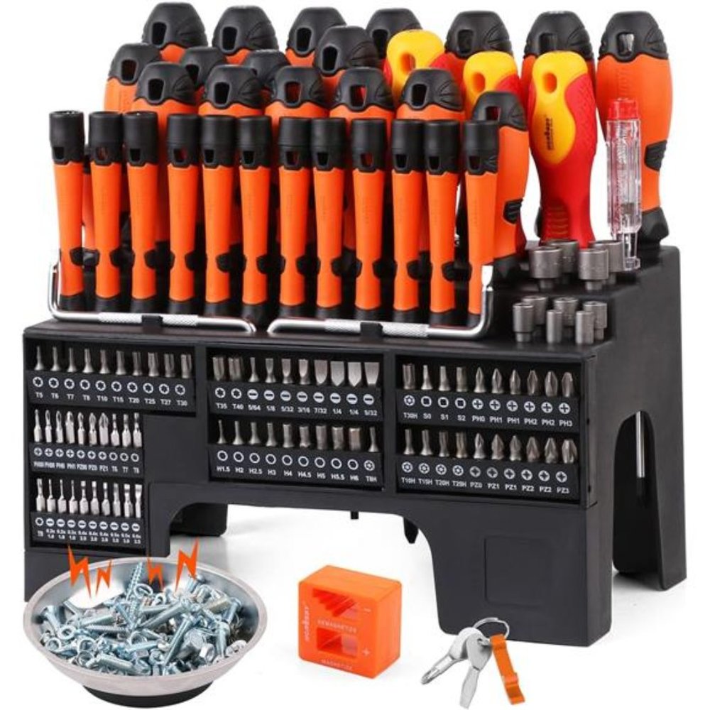 119-Piece Magnetic Screwdriver Set with Plastic Racking, Precision Screwdriver